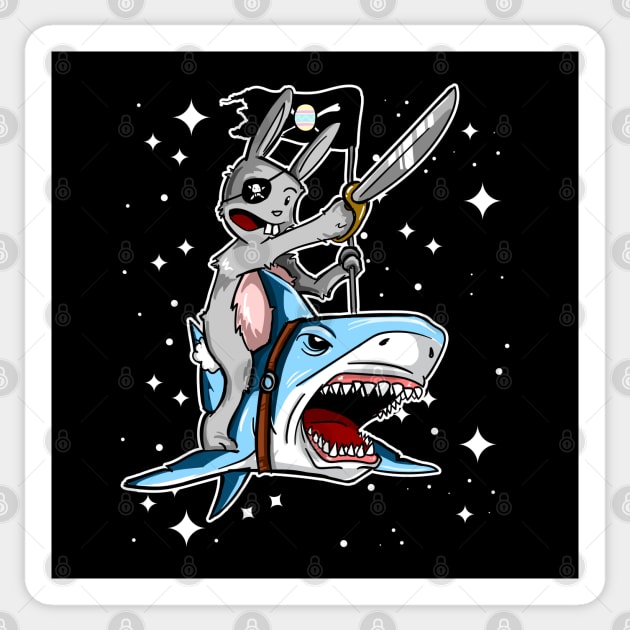 Badass Pirate Easter Bunny riding a Shark !!! Sticker by Frontoni